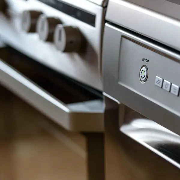 Close-up of a dishwasher rack